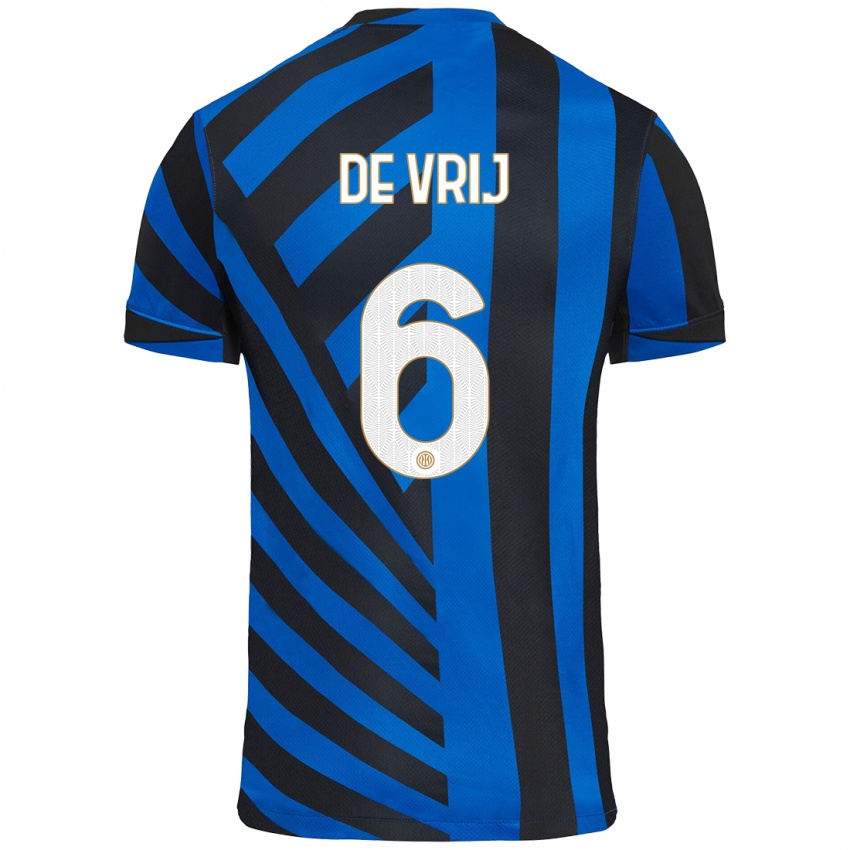 Niño Camiseta Stefan De Vrij #6 Azul Negro 1ª Equipación 2024/25 La Camisa