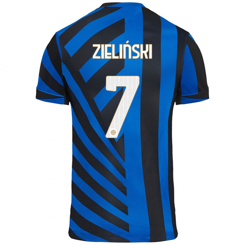 Niño Camiseta Piotr Zielinski #7 Azul Negro 1ª Equipación 2024/25 La Camisa