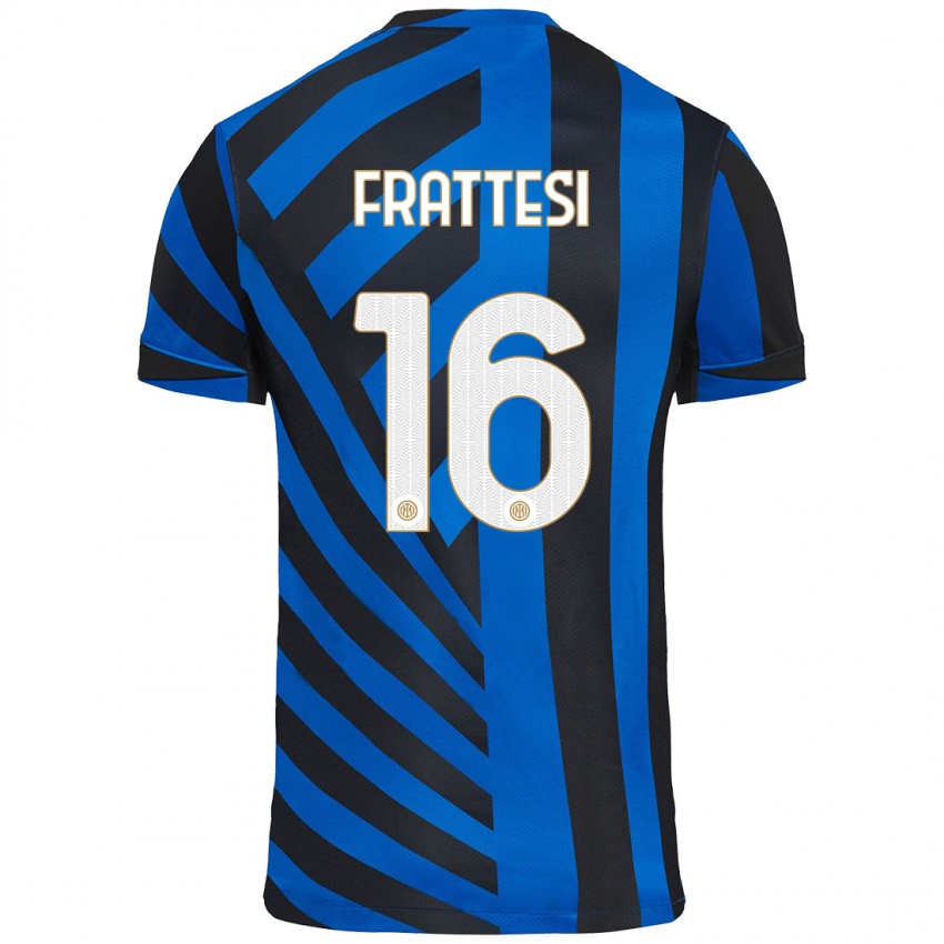 Niño Camiseta Davide Frattesi #16 Azul Negro 1ª Equipación 2024/25 La Camisa