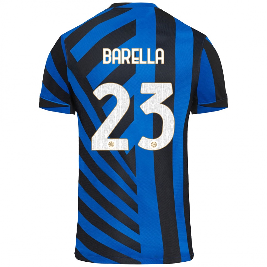 Niño Camiseta Nicolo Barella #23 Azul Negro 1ª Equipación 2024/25 La Camisa