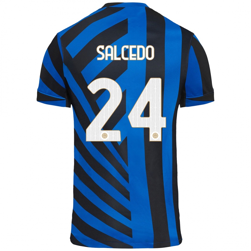 Niño Camiseta Eddie Salcedo #24 Azul Negro 1ª Equipación 2024/25 La Camisa