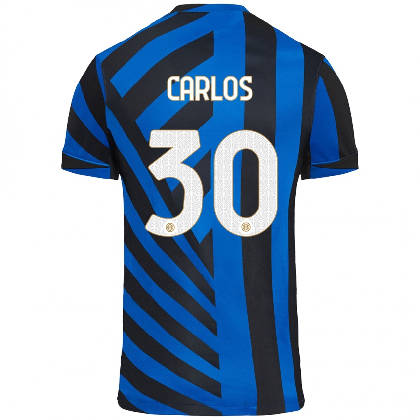 Niño Camiseta Carlos Augusto #30 Azul Negro 1ª Equipación 2024/25 La Camisa