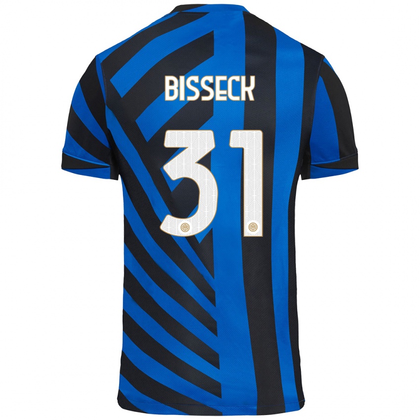 Niño Camiseta Yann Bisseck #31 Azul Negro 1ª Equipación 2024/25 La Camisa