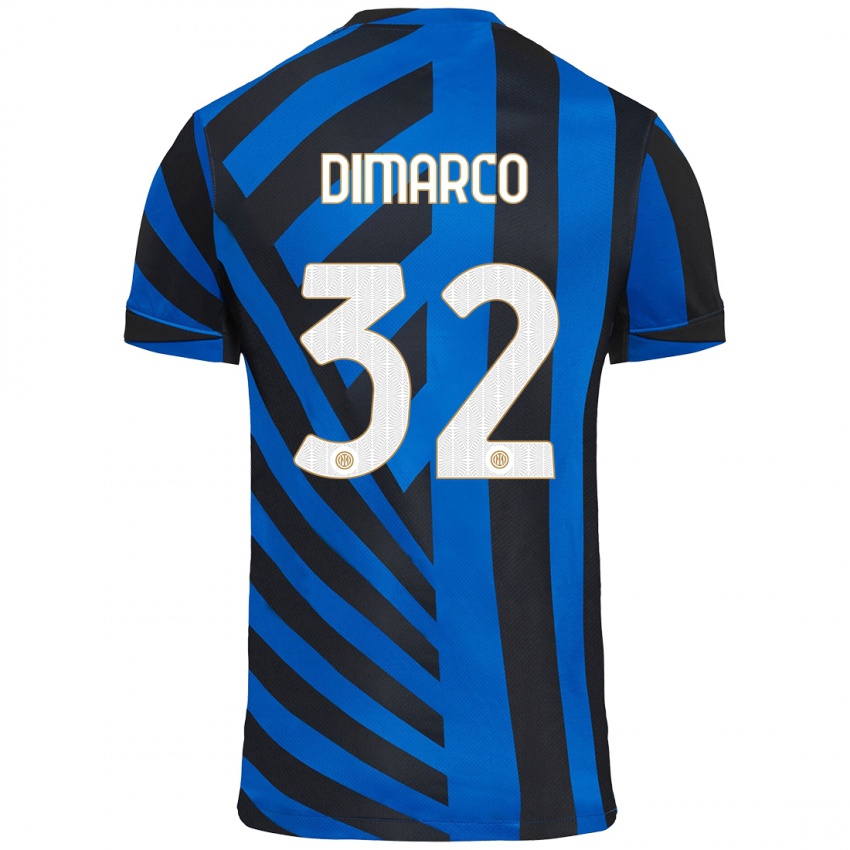 Niño Camiseta Federico Dimarco #32 Azul Negro 1ª Equipación 2024/25 La Camisa