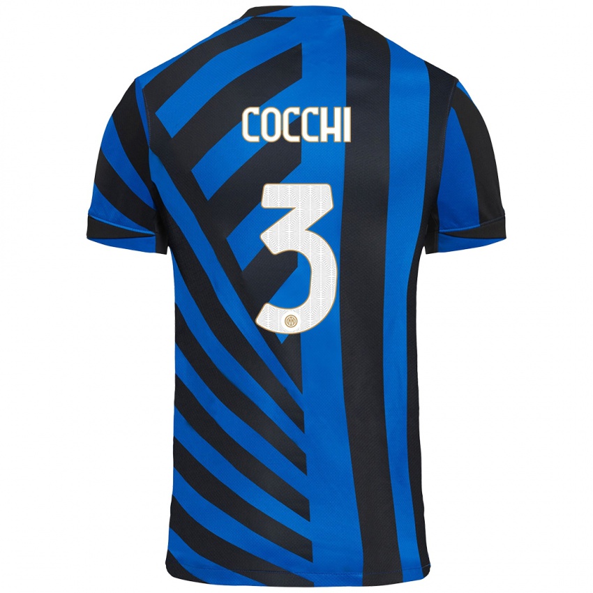 Niño Camiseta Matteo Cocchi #3 Azul Negro 1ª Equipación 2024/25 La Camisa