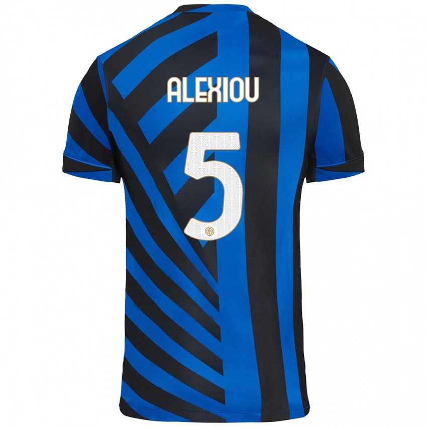 Niño Camiseta Christos Alexiou #5 Azul Negro 1ª Equipación 2024/25 La Camisa