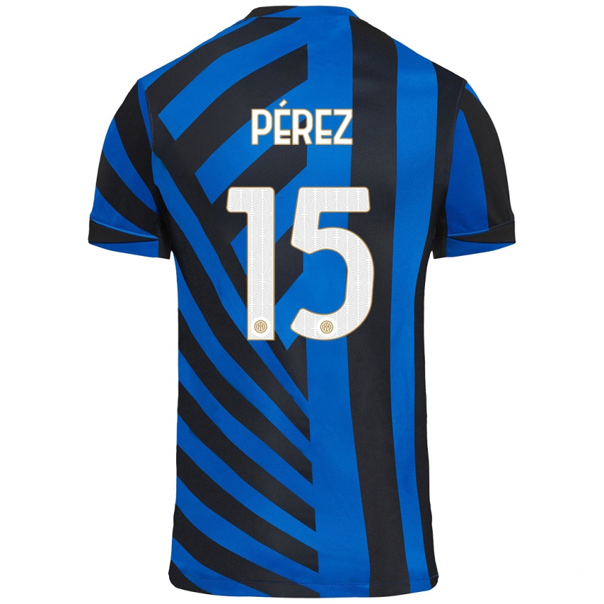 Niño Camiseta Álex Pérez #15 Azul Negro 1ª Equipación 2024/25 La Camisa