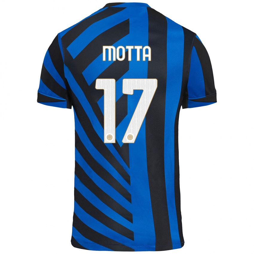 Niño Camiseta Matteo Motta #17 Azul Negro 1ª Equipación 2024/25 La Camisa