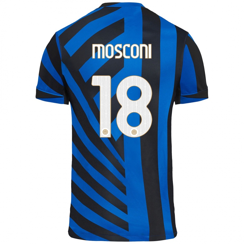 Niño Camiseta Mattia Mosconi #18 Azul Negro 1ª Equipación 2024/25 La Camisa