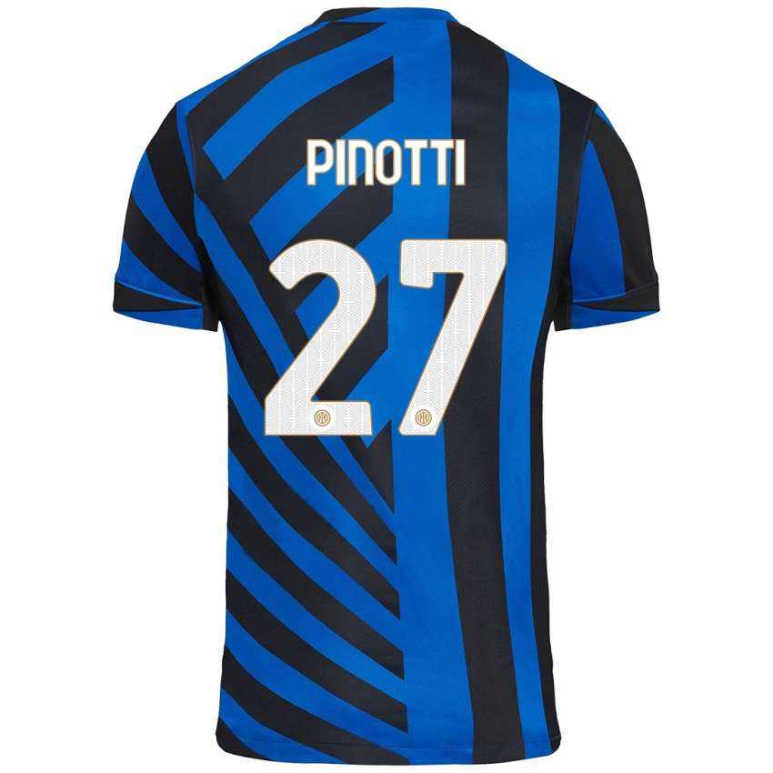 Niño Camiseta Manuel Pinotti #27 Azul Negro 1ª Equipación 2024/25 La Camisa