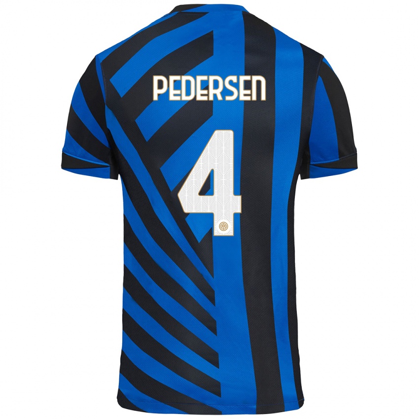 Niño Camiseta Sofie Junge Pedersen #4 Azul Negro 1ª Equipación 2024/25 La Camisa