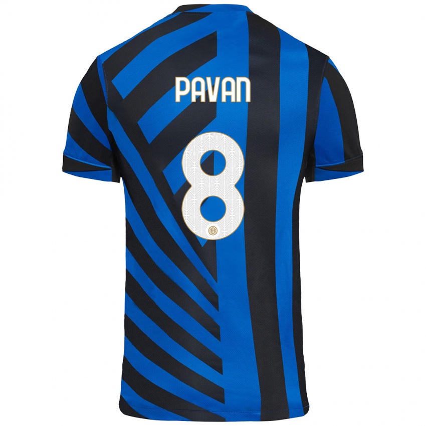 Niño Camiseta Matilde Pavan #8 Azul Negro 1ª Equipación 2024/25 La Camisa