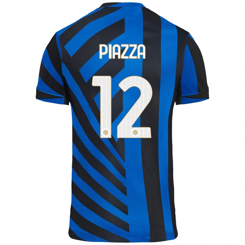 Niño Camiseta Alessia Piazza #12 Azul Negro 1ª Equipación 2024/25 La Camisa