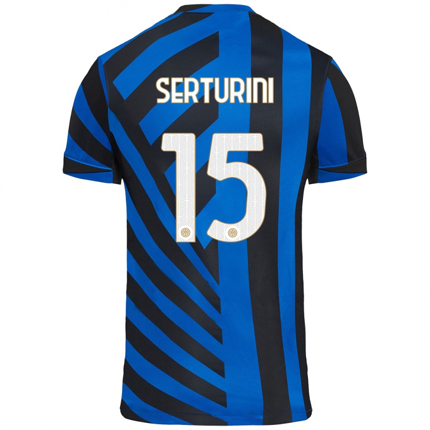 Niño Camiseta Annamaria Serturini #15 Azul Negro 1ª Equipación 2024/25 La Camisa