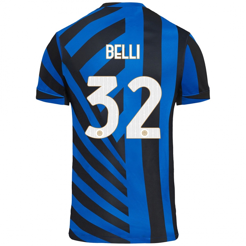 Niño Camiseta Elena Belli #32 Azul Negro 1ª Equipación 2024/25 La Camisa