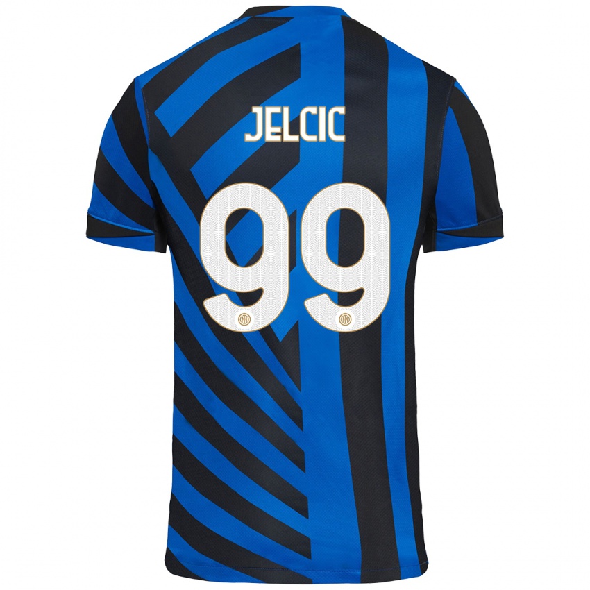 Niño Camiseta Maja Jelčić #99 Azul Negro 1ª Equipación 2024/25 La Camisa