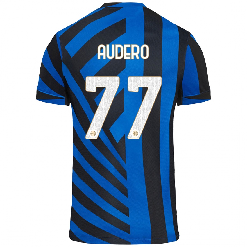 Niño Camiseta Emil Audero #77 Azul Negro 1ª Equipación 2024/25 La Camisa