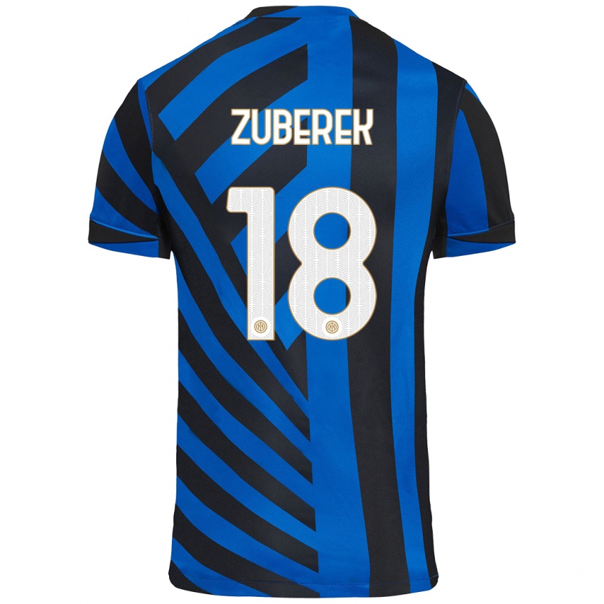 Niño Camiseta Jan Zuberek #18 Azul Negro 1ª Equipación 2024/25 La Camisa