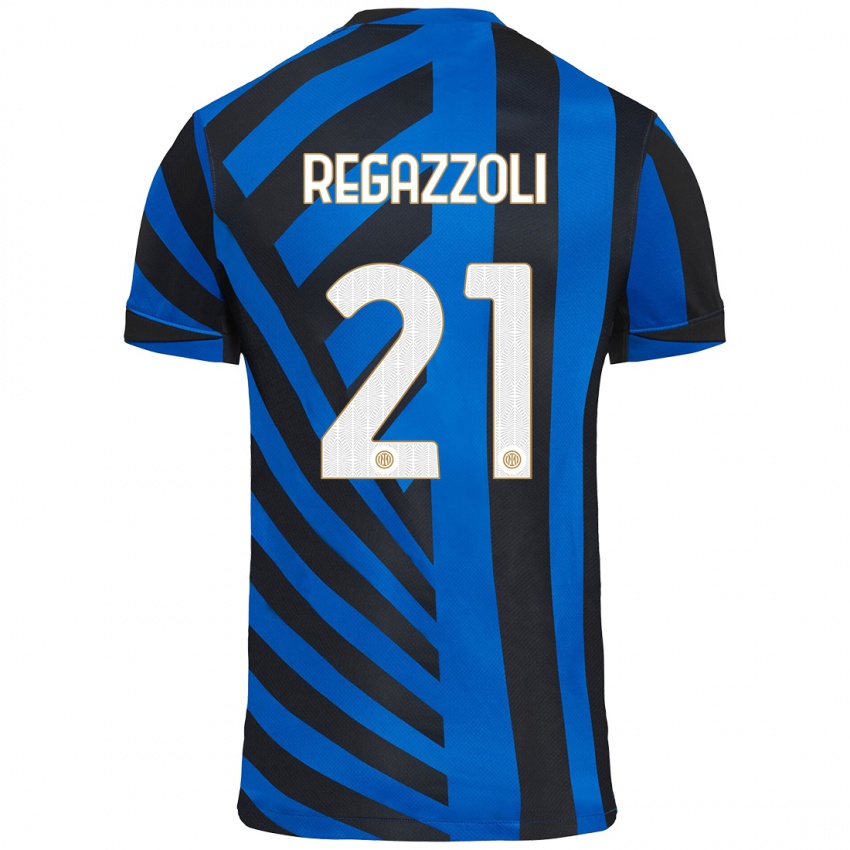 Niño Camiseta Alice Regazzoli #21 Azul Negro 1ª Equipación 2024/25 La Camisa