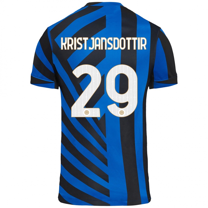 Niño Camiseta Anna Bjork Kristjansdottir #29 Azul Negro 1ª Equipación 2024/25 La Camisa