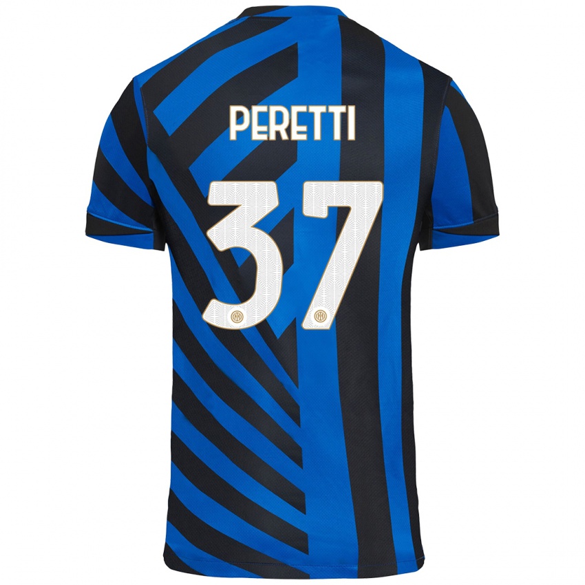 Niño Camiseta Lorenzo Peretti #37 Azul Negro 1ª Equipación 2024/25 La Camisa