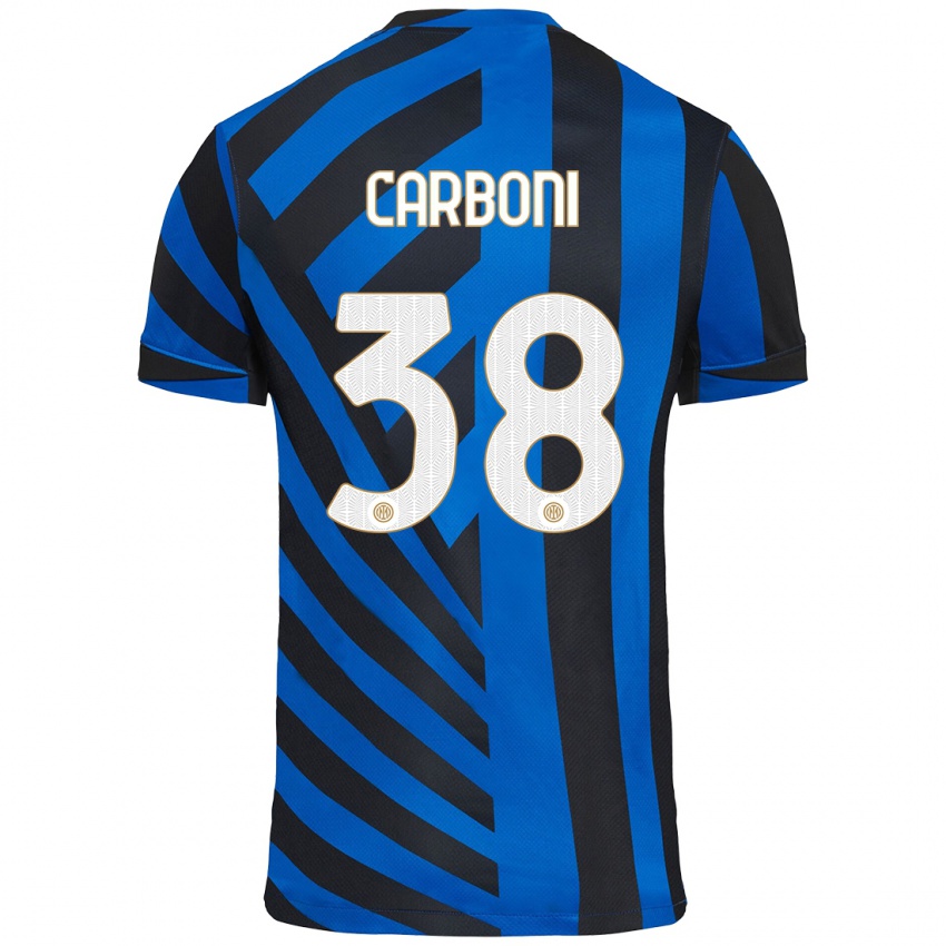 Niño Camiseta Valentin Carboni #38 Azul Negro 1ª Equipación 2024/25 La Camisa