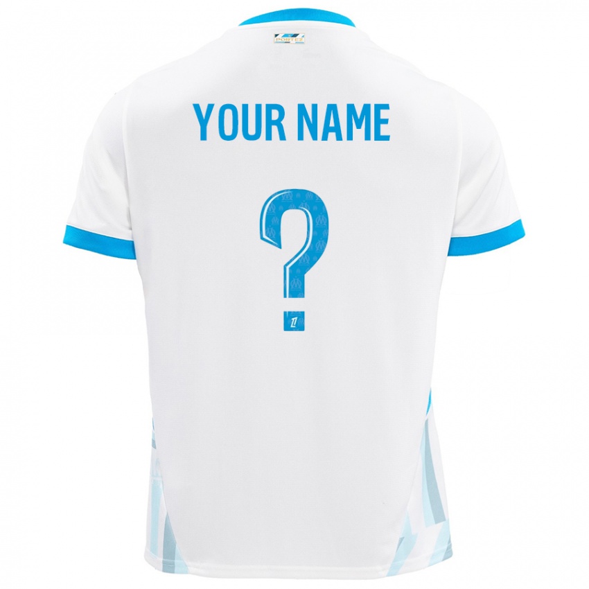 Niño Camiseta Su Nombre #0 Blanco Azul Cielo 1ª Equipación 2024/25 La Camisa