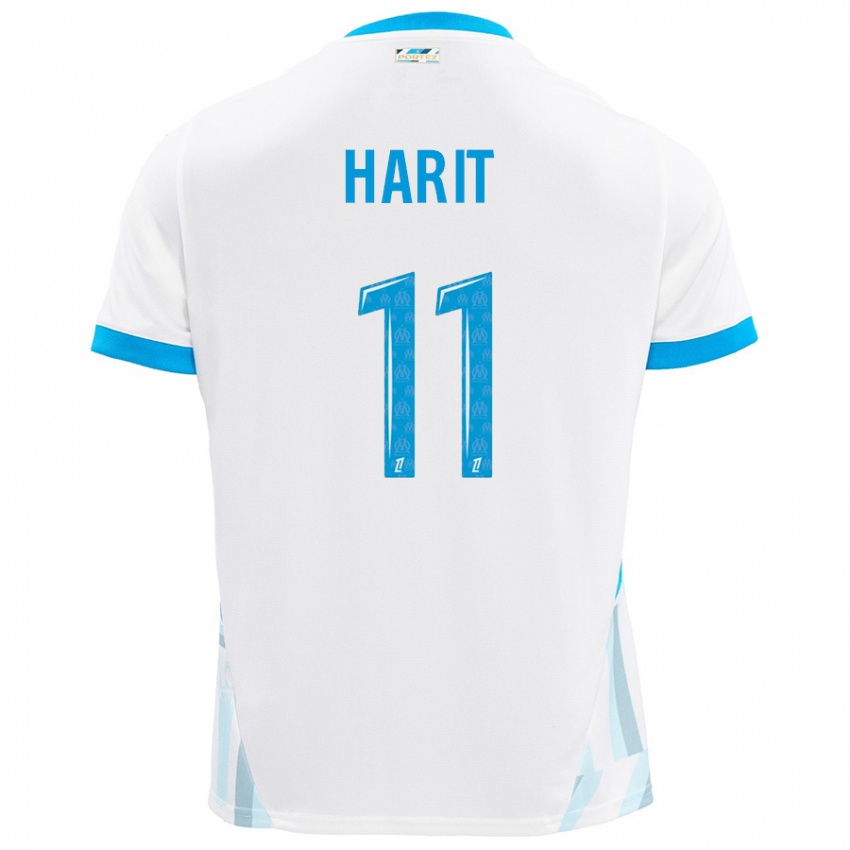 Niño Camiseta Amine Harit #11 Blanco Azul Cielo 1ª Equipación 2024/25 La Camisa