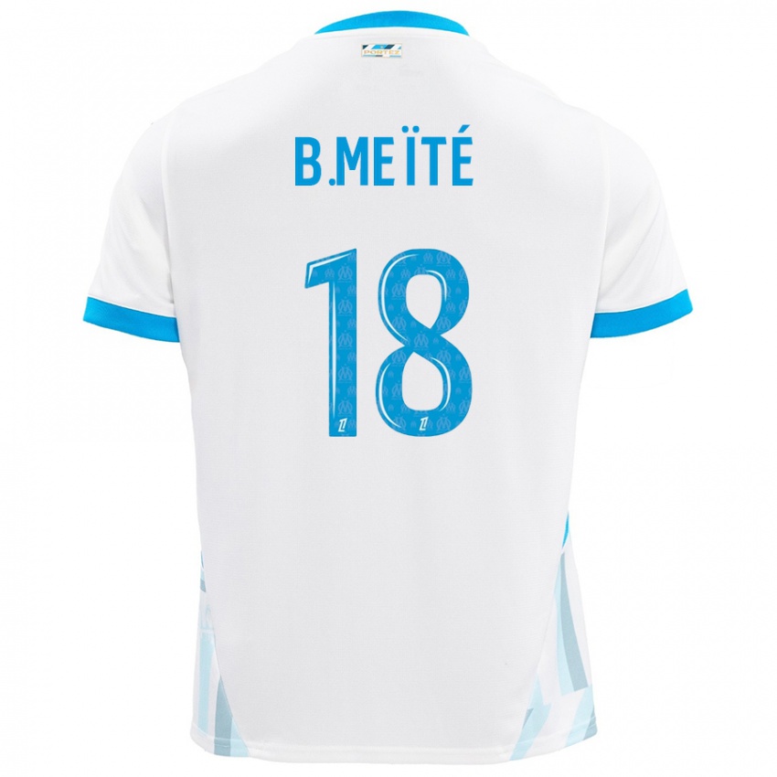 Niño Camiseta Bamo Meïté #18 Blanco Azul Cielo 1ª Equipación 2024/25 La Camisa