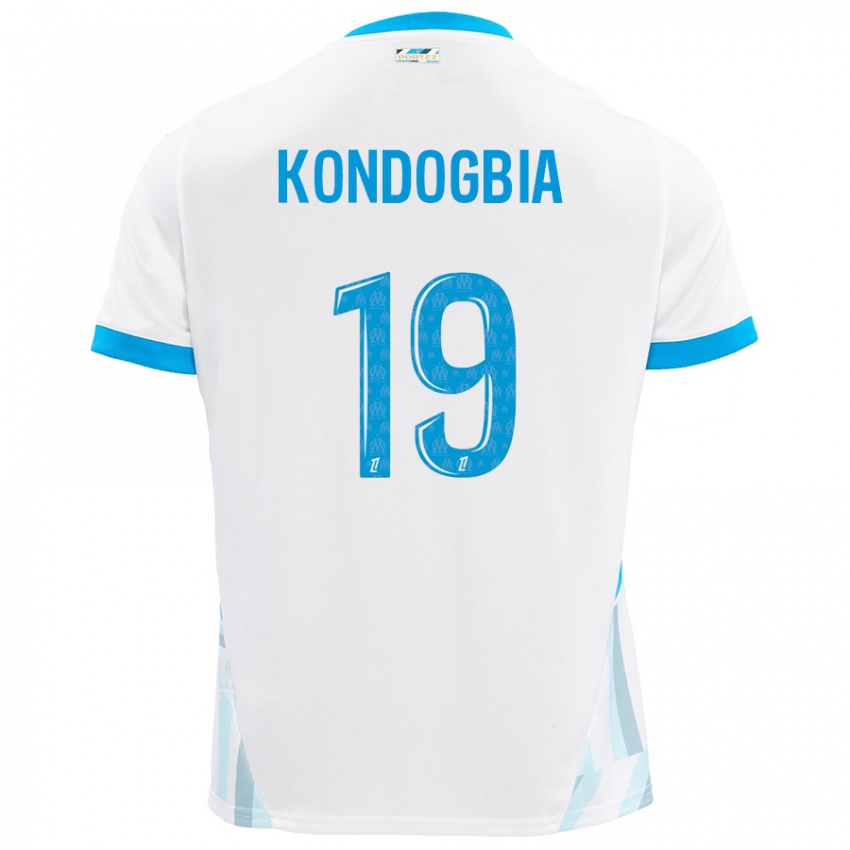 Niño Camiseta Geoffrey Kondogbia #19 Blanco Azul Cielo 1ª Equipación 2024/25 La Camisa