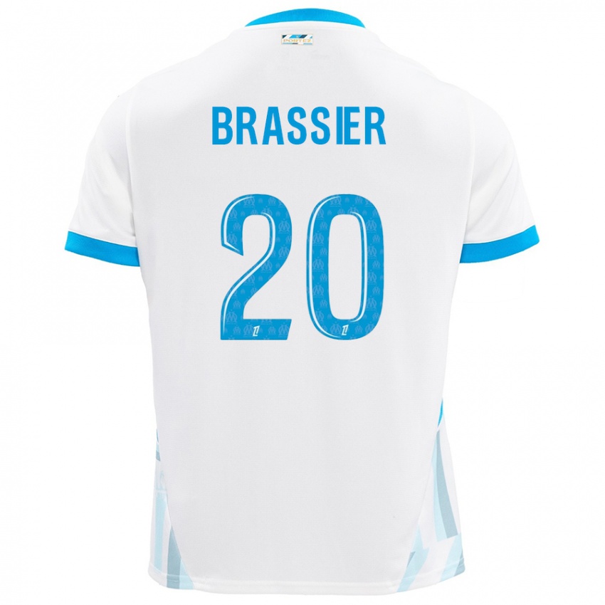 Niño Camiseta Lilian Brassier #20 Blanco Azul Cielo 1ª Equipación 2024/25 La Camisa