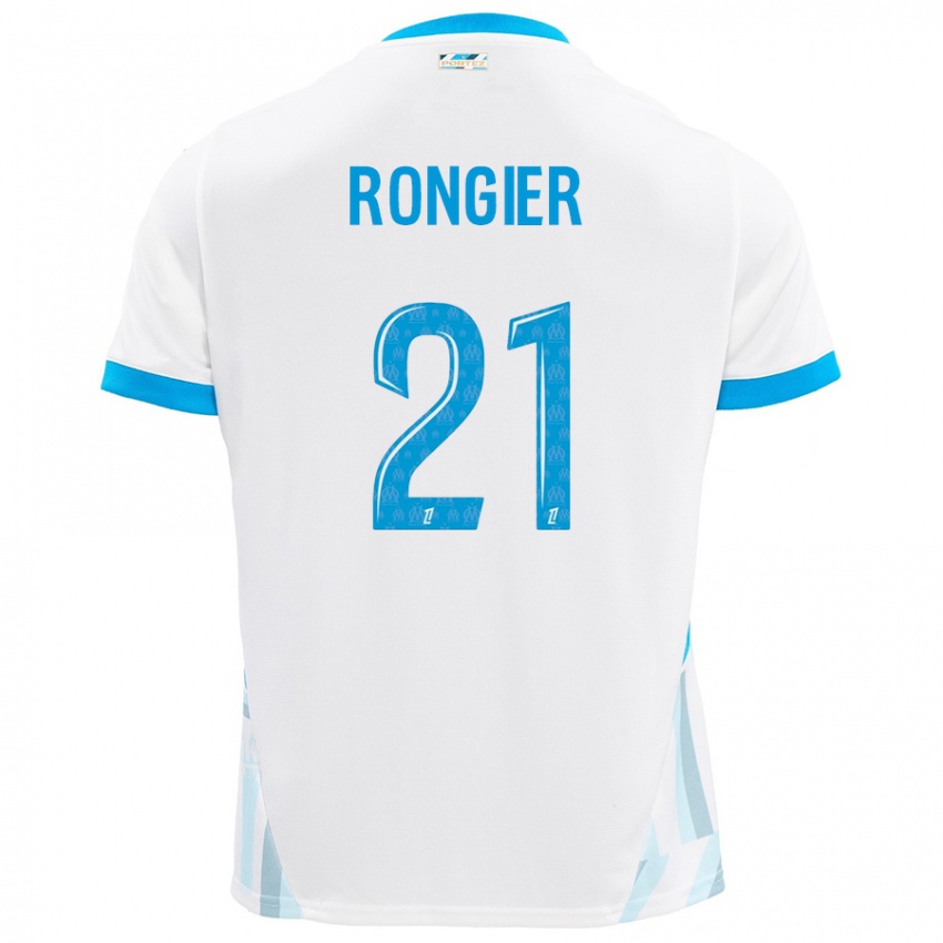 Niño Camiseta Valentin Rongier #21 Blanco Azul Cielo 1ª Equipación 2024/25 La Camisa