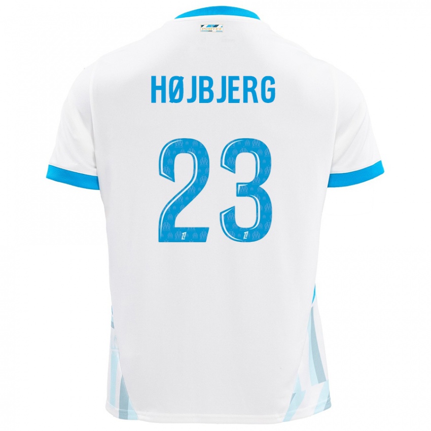 Niño Camiseta Pierre Emile Hojbjerg #23 Blanco Azul Cielo 1ª Equipación 2024/25 La Camisa