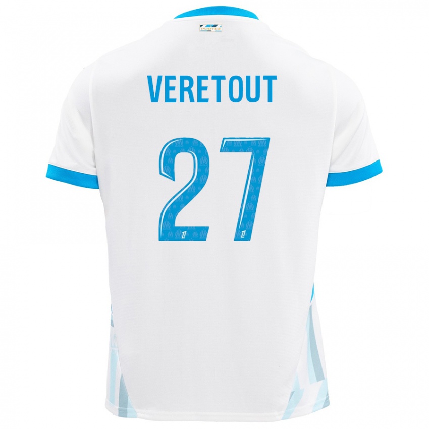 Niño Camiseta Jordan Veretout #27 Blanco Azul Cielo 1ª Equipación 2024/25 La Camisa