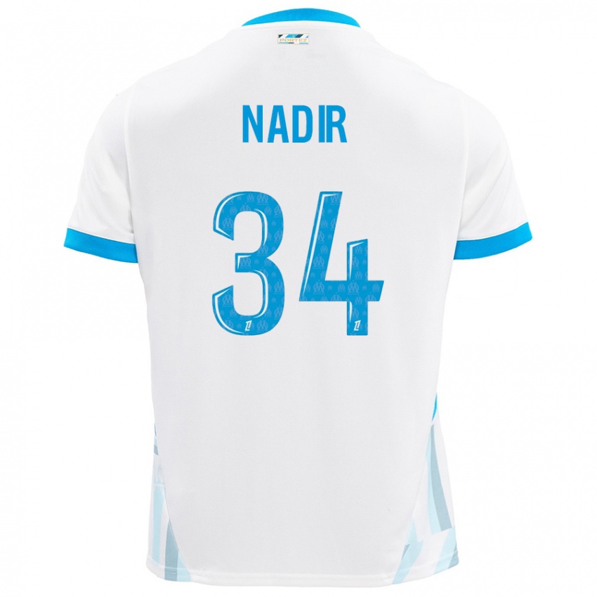 Niño Camiseta Bilal Nadir #34 Blanco Azul Cielo 1ª Equipación 2024/25 La Camisa