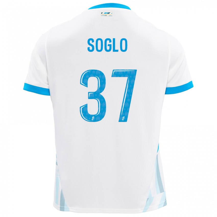 Niño Camiseta Emran Soglo #37 Blanco Azul Cielo 1ª Equipación 2024/25 La Camisa