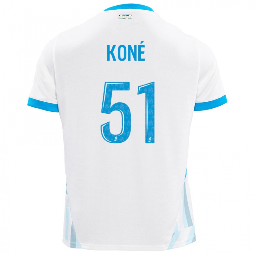 Niño Camiseta Ismaël Koné #51 Blanco Azul Cielo 1ª Equipación 2024/25 La Camisa