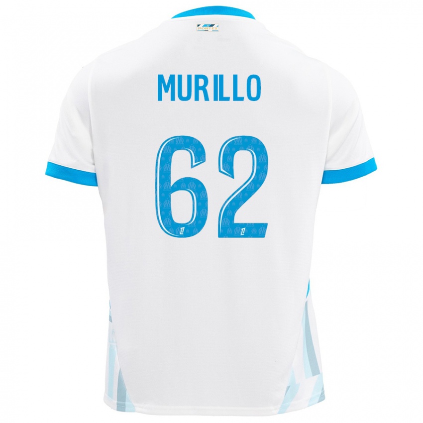 Niño Camiseta Amir Murillo #62 Blanco Azul Cielo 1ª Equipación 2024/25 La Camisa