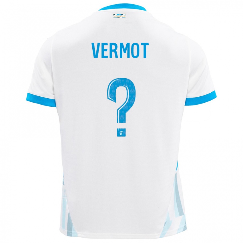 Niño Camiseta Théo Vermot #0 Blanco Azul Cielo 1ª Equipación 2024/25 La Camisa