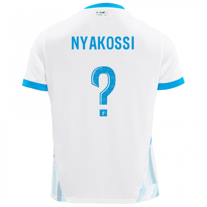 Niño Camiseta Roggerio Nyakossi #0 Blanco Azul Cielo 1ª Equipación 2024/25 La Camisa