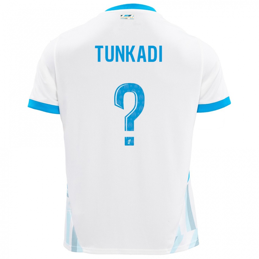 Niño Camiseta Alexandre Tunkadi #0 Blanco Azul Cielo 1ª Equipación 2024/25 La Camisa