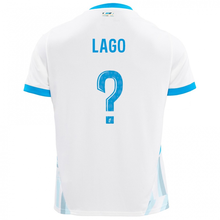 Niño Camiseta Ange Lago #0 Blanco Azul Cielo 1ª Equipación 2024/25 La Camisa