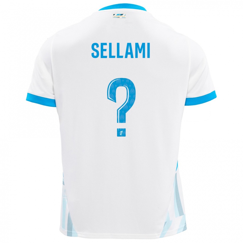 Niño Camiseta Yanis Sellami #0 Blanco Azul Cielo 1ª Equipación 2024/25 La Camisa