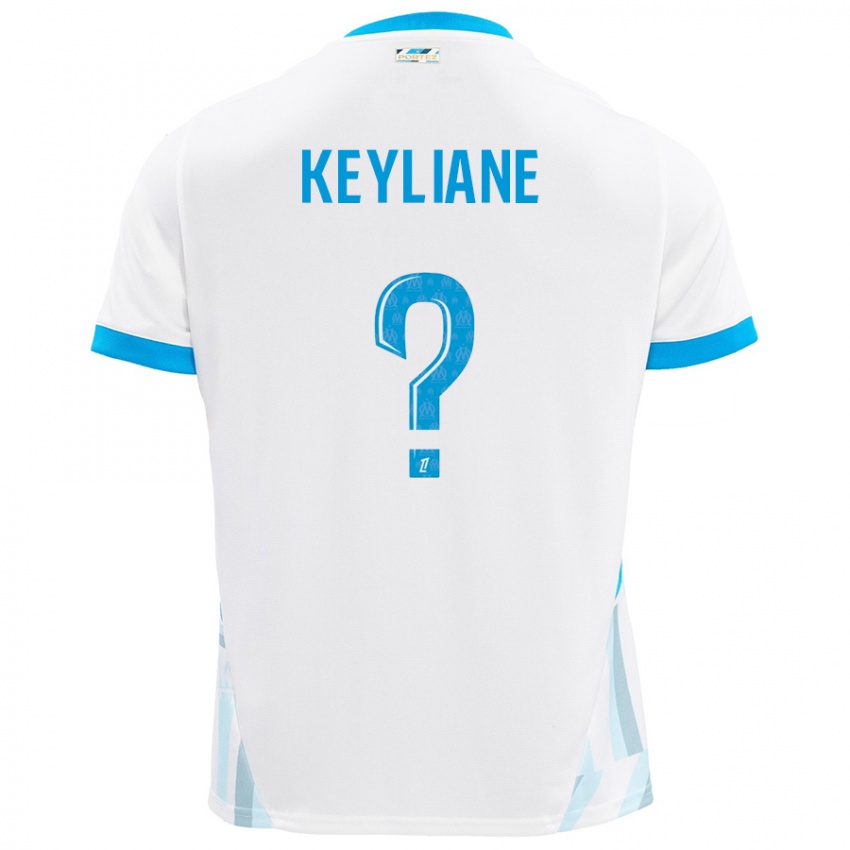 Niño Camiseta Keyliane Abdallah #0 Blanco Azul Cielo 1ª Equipación 2024/25 La Camisa