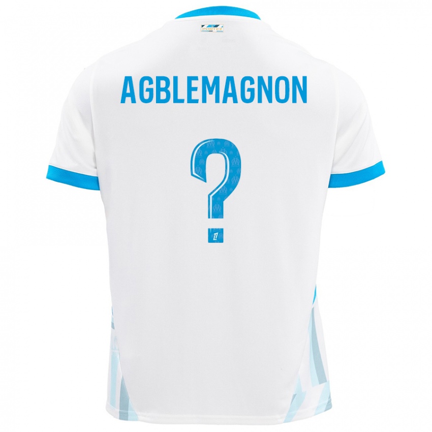 Niño Camiseta Jordan Agblemagnon #0 Blanco Azul Cielo 1ª Equipación 2024/25 La Camisa