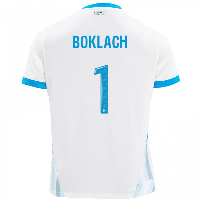 Niño Camiseta Kateryna Boklach #1 Blanco Azul Cielo 1ª Equipación 2024/25 La Camisa