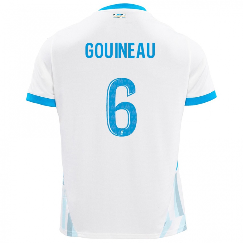 Niño Camiseta Coline Gouineau #6 Blanco Azul Cielo 1ª Equipación 2024/25 La Camisa