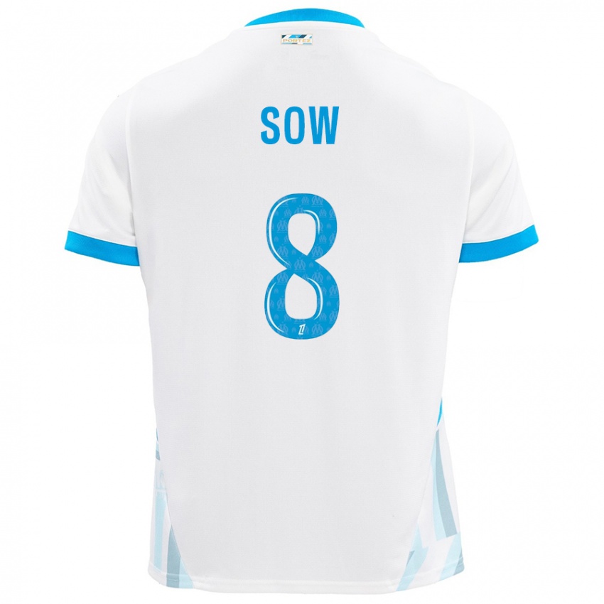 Niño Camiseta Mbayang Sow #8 Blanco Azul Cielo 1ª Equipación 2024/25 La Camisa