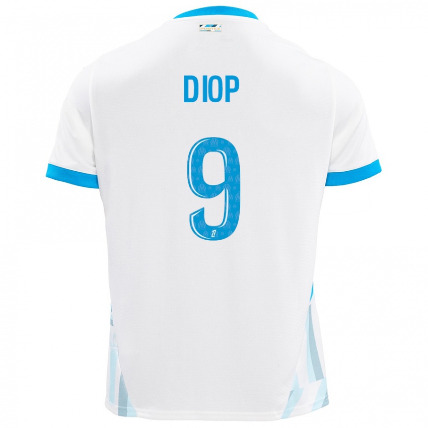 Niño Camiseta Mama Diop #9 Blanco Azul Cielo 1ª Equipación 2024/25 La Camisa