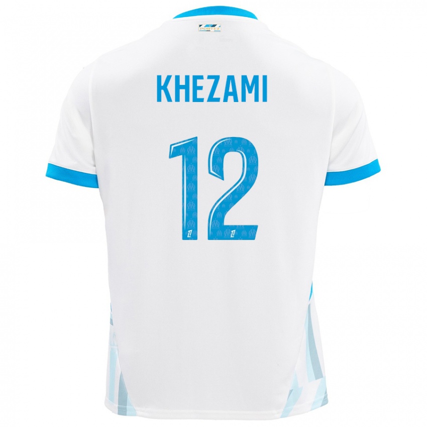 Niño Camiseta Roselène Khezami #12 Blanco Azul Cielo 1ª Equipación 2024/25 La Camisa